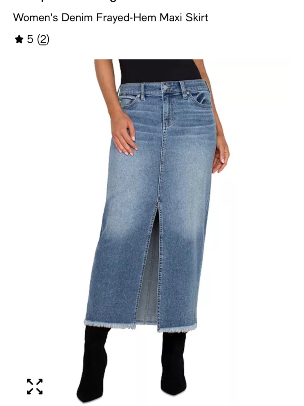 Liverpool Denim Frayed-Hem Maxi Skirt - Light Blue